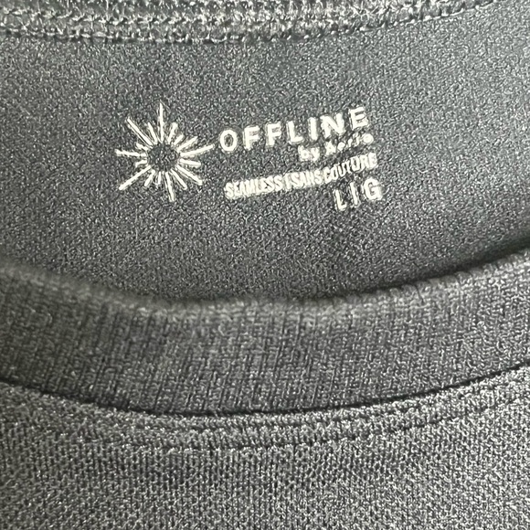 Aerie Sidewalk Seamless Short Sleeve Top Black Large - Picture 2 of 4